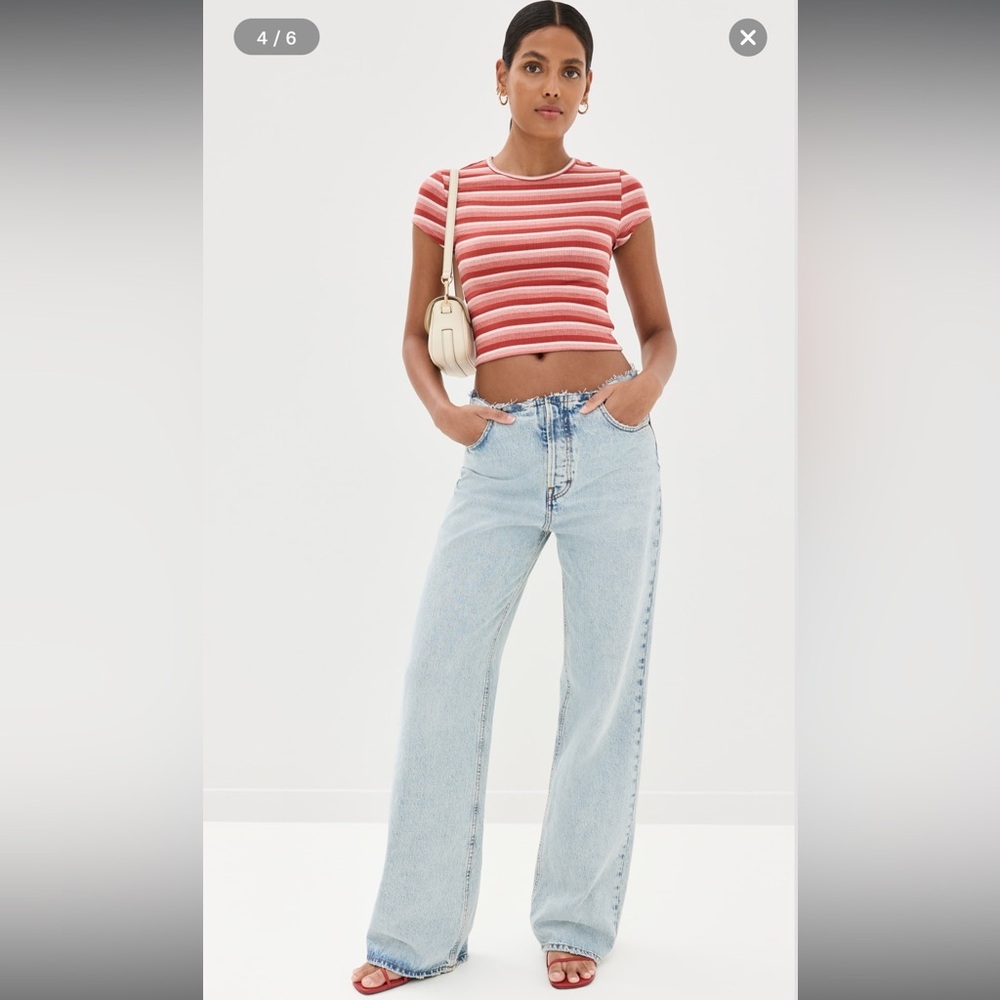 Reformation Muse Tee XS Red Stripe